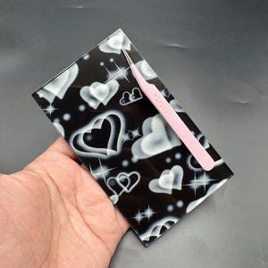 Black Heart Wholesale Price Acrylic Lash Pallet Tile With Magnet for Tweezers Custom Logo Eyelash Extension <b>Trays</b> Lash Tiles - Product Image 1