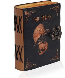 Rustic Gothic Leather Crow Journal with Raven Skull Design <b>Spiral</b> Binding Writing <b>Notebook</b> for Sketching Fantasy Notes Creative - Product Image 1
