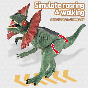 Juguete con pilas electrónico de apariencia de dinosaurio realista verde con música y luces para niños - Product Image 4