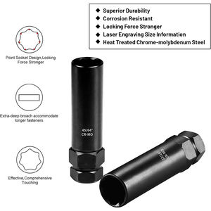 Jeu de 8 clés principales de verrouillage SAE/métrique Kit de démontage de verrouillage de roue intérieure pour le marché secondaire et les pneus de roues - Product Image 2