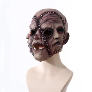 Top Quality Halloween Latex Mask Cosplay Soft Horror Full Three Face Horrific Zombie Headgear