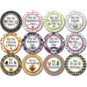 Autocollants pour ma première étape de fête, 3,96 pouces, en papier, fournitures de fête, décorations d'anniversaire non toxiques et originales - Product Image 1