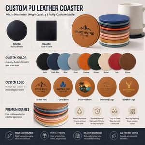 Luxury Promotional Restaurant for Hotel Promo Business Gifts Custom Engraving Logo Pu Leather <b>Coaster</b> Wholesale <b>Coasters</b> - Product Image 3