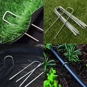 U-Shaped Landscape Staples 100pcs U-shaped Lawn Nail FUsed for Lawn <b>Tent</b> Garden Nails Weed Mat Turf Cloves U-shaped Landscape - Product Image 3