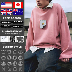 KingSen Custom <b>Patchwork</b> 300GSM Cotton Breathable Long Sleeve T-<b>shirts</b> Regular Fit Y2K Style Men's T-<b>shirts</b> - Product Image 2