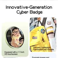 Badge numérique intelligent avec écran personnalisable, batterie rechargeable, conception à clip facile, badge électronique dynamique à thème anime
