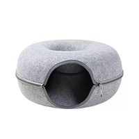 Nid de chat mignon en feutre d'intérieur, lit pour animal de compagnie beignet, lit pour chien portable et confortable avec fermeture éclair en été