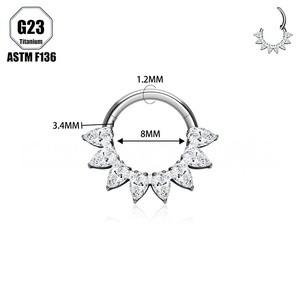 <span class=keywords><strong>Aro</strong></span> de Nariz Cerrado de Titanio con Circonita Cúbica, Simple y Elegante, ASTM F136, Anillo de Pezón de Lujo para Mujeres y Niñas, Joyería para <span class=keywords><strong>Piercing</strong></span> Corporal - Product Image 5