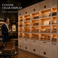 Solution personnalisée pour salle à cigares, Humidor encastrable avec intérieur en cèdre espagnol, Contrôle climatique, Projet commercial pour hôtels, clubs, restaurants