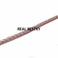 Moda yaklaşık: 4mm pembe yuvarlak örgülü deri halat kordonlar kolye bilezik yapımı bulgular malzemeler modası takı parçaları sıcak