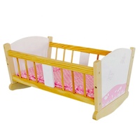 Tempat tidur mainan boneka bayi desain gratis kustom mainan gantung tempat tidur ayunan kayu boneka bayi baru lahir