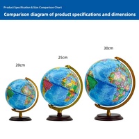 Globe terrestre de luxe 13 pouces avec base en bois massif et support gradué, décoration de bureau, cadeau d'affaires, ornement, globe en anglais