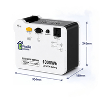 Station d'alimentation portable 1000Wh LiFePO4, générateur solaire 500W à onde sinusoïdale pure, UPS pour camping, camping-car, maison, secours d'urgence