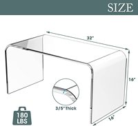 Table basse en acrylique avec protection en PVC 32*16*16 pouces Table basse moderne pour salon Table rectangulaire transparente