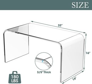 Meja Kopi Akrilik dengan Pelindung Penutup PVC 32*16*16 Inci Meja Kopi Modern untuk Ruang Tamu Meja Persegi Panjang Transparan - Product Image 4