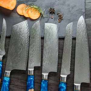 7 pièces Chef professionnel VG10 ensemble de couteaux damas japonais lame en acier inoxydable poignée en résine cuisine Cuchillos De Santoku <span class=keywords><strong>Couteau</strong></span> - Product Image 4