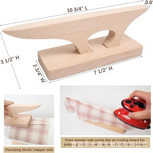 Presseur et tamponneur en bois 2 en 1 pour les coutures, les cols, le patchwork, la confection de vêtements, durable, pour un usage domestique - Product Image 4