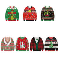 Vente en gros sur mesure Pull de Noël pour hommes en tricot Motif familial Pull Jacquard du Nouvel An Pull Grinchs de Noël moche