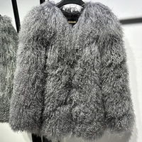 Veste en fourrure de mouton de Mongolie véritable à la mode, manteau en fourrure pour femmes âgées, fourrure de Mongolie de haute qualité, vêtements d'extérieur