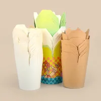 Boîte d'emballage personnalisée 16OZ 26OZ 32OZ, boîte à nouilles chinoises en papier kraft jetable, designs imprimés avec logo