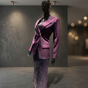 Glam Sequin Waterproof Floral Summer Casual Pants <b>Blazer</b> <b>Set</b> High Shine Finish Tailored Jacket Matching Pants Designed Statement - Product Image 2