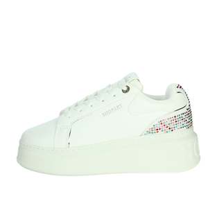Sneakers Donna Shopart SASS240721 Bianco Argento con Dettagli in Cristallo e Plateau - Product Image 1