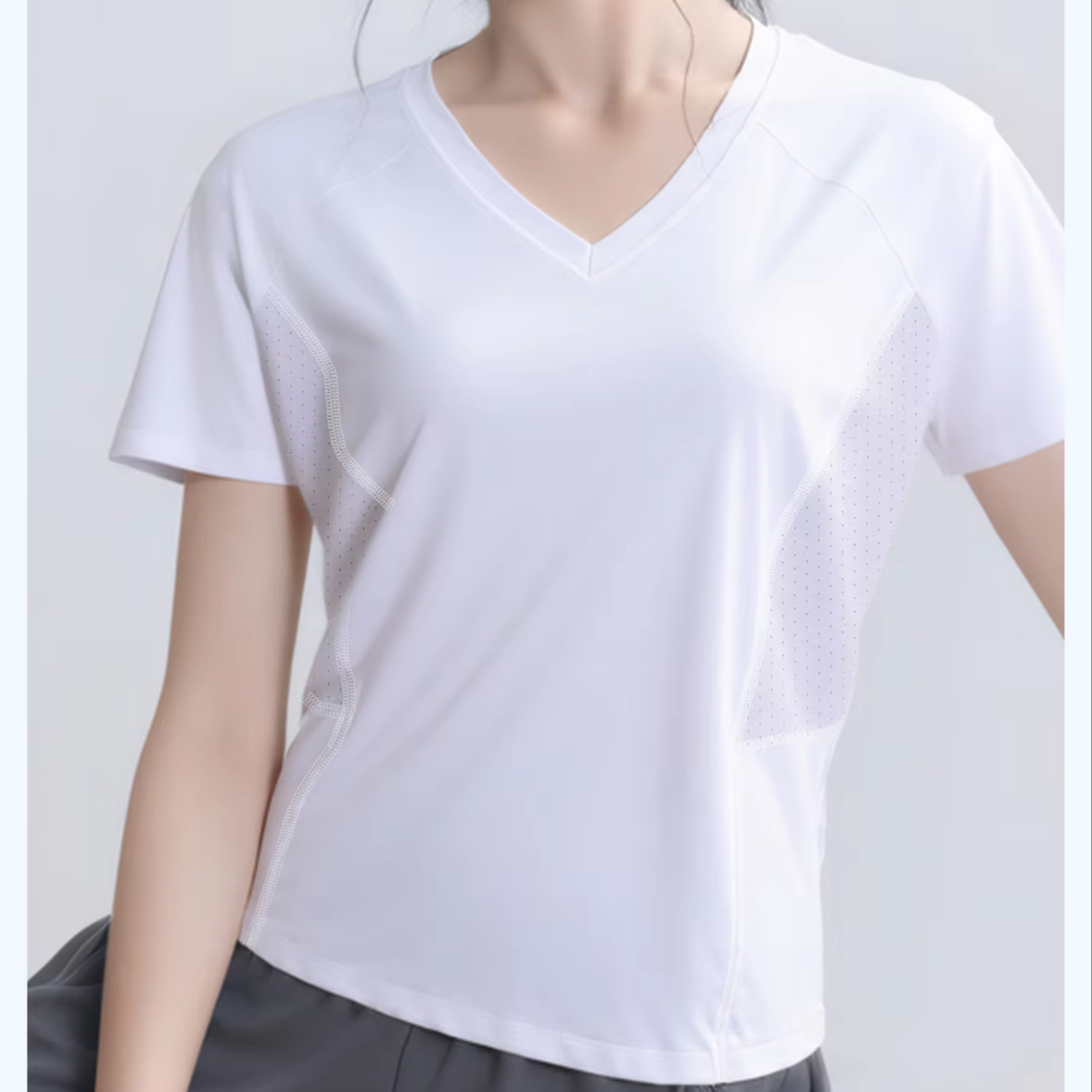 Fashionable Loose Mesh V-neck Short Sleeved T-shirt, Breathable Quick Drying Sports Women's Yoga Top, Exercise Sports T-shirt