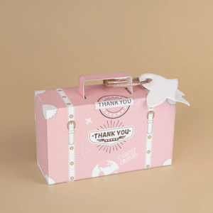Boîtes cadeaux de <span class=keywords><strong>mariage</strong></span> en papier <span class=keywords><strong>vintage</strong></span> sur le thème du voyage rose avec laminage mat, boîtes à bonbons recyclables pour fête de <span class=keywords><strong>mariage</strong></span> - Product Image 1