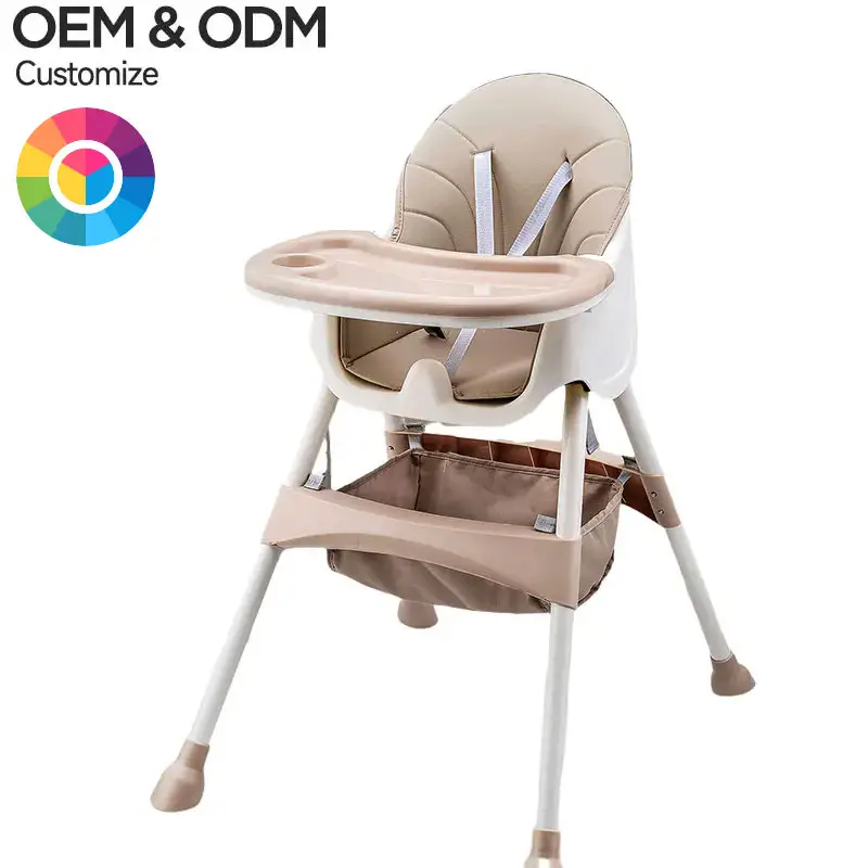 Çoklu kullanım ayarlanabilir yükseklik rahat geniş koltuk besleme mutfak yemek masaları için yüksek bebek sandalyesi taşınabilir