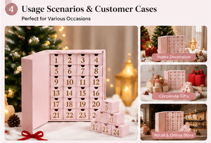 Boîte de compte à rebours de Noël personnalisée réutilisable en forme de livre, 24 tiroirs, carton rigide, design haut de gamme, bonbons, cadeaux, promotions de vacances - Product Image 5