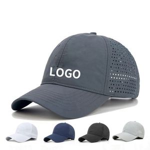 Gorra de Béisbol Deportiva Formal de Secado Rápido de 6 Paneles con Orificios Cortados con Láser, Lona Impermeable, Venta al Por Mayor - Product Image 1