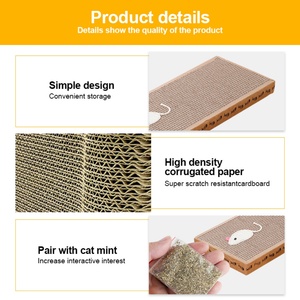 ที่นอนแมวแบบโค้งกลับด้านได้ รูปทรงสี่เหลี่ยมผืนผ้า ทำจากกระดาษแข็งอย่างดี - Product Image 3