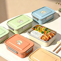 Boîte à bento en acier inoxydable à 3 compartiments, étanche, avec couvercle à clip, sans BPA, boîte à lunch avec séparateur amovible, compatible micro-ondes, pour l'école