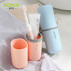 ชุดแก้วแปรงสีฟัน Ecoco สีชมพูสไตล์นอร์ดิก ขนาดพกพาสำหรับการเดินทาง พร้อมที่ใส่ยาสีฟันและแก้วบ้วนปาก สำหรับใช้ในครอบครัว - Product Image 1