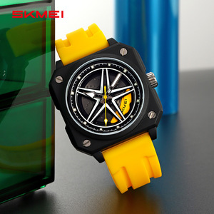 Skmei Men's Quartz Watch Analog 30M Waterproof Silicone Strap Hollow Out Rotating Dial Design Student Watch - Product Image 1