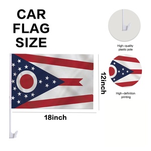 Drapeau de fenêtre de voiture personnalisé Ohio 12x18 pouces, double face, en polyester, avec support à clip, bannière automobile The Buckeye State, pour les fans de sport - Product Image 2