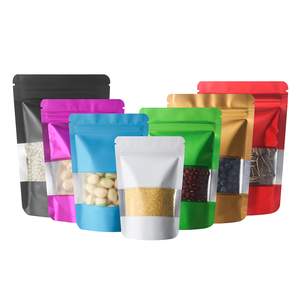 100 Bolsas Metalizadas Coloridas a Prueba de Humedad con Cierre Hermético, Bolsa con Ventana Esmerilada, VMPET, para Envasado de Alimentos, Harina y Piensos - Product Image 1