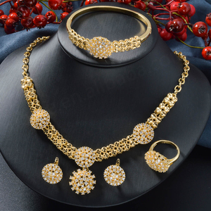 New Arrival 14k Gold Plated Zircon Necklace Earrings Ring <b>Bracelet</b> Bridal Jewelry Sets <b>for</b> <b>Women</b> - Product Image 1