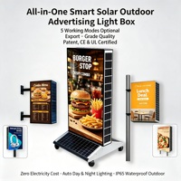 Solar-LED-Aluminium-Dekorationsleuchtkasten Rechteckig Hängend Freistehend Bewegliche Räder Automatische Dämmerungssensorik IP65 Wasserdicht CE
