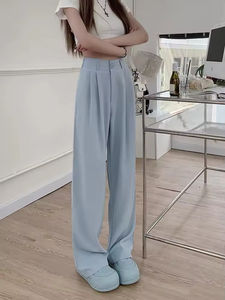 Pantalon décontracté ample et fluide pour femme, version coréenne printemps-été 2026, taille élastique simple, sans poche, coupe slim - Product Image 3