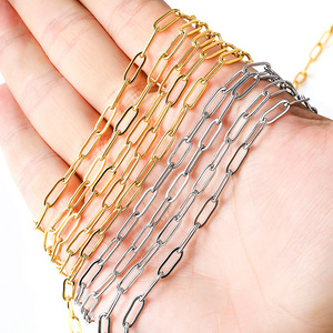 Catena a maglie ovali a forma di graffetta |   Catena in <span class=keywords><strong>Acciaio</strong></span> Inossidabile 316L Placcata Oro 18K PVD per Creazione di Bracciali e Collane Fai-da-Te - Product Image 4