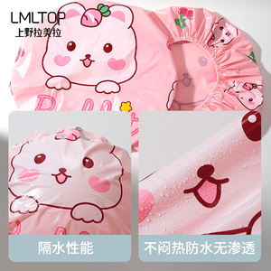 Gorro de ducha LMLTOP, diseño de dibujos animados, color rosa, grueso, impermeable, a prueba de polvo y aceite, para uso general SY809 - Product Image 3
