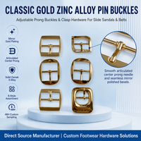 Boucles à ardillon réglables en alliage de zinc doré brillant personnalisées pour sandales à enfiler, mules et ceintures habillées