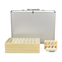 Tuiles de mahjong en acrylique de luxe modernes personnalisées, 172 pièces, 37 x 28 x 22 mm, avec étui en aluminium, blanc riz, ensemble de divertissement