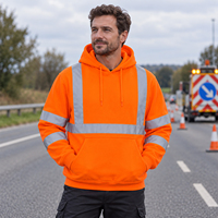 Sweat-shirt à capuche haute visibilité ZUJA, 280 g/m², polaire polyester, bande réfléchissante argentée de 2 pouces, vêtements de travail de sécurité, sweat-shirt OEM, tailles S-3XL