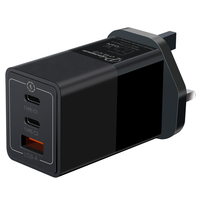 Cargador Rápido GaN de 65W con 3 Puertos USB-A y Tipo C, Enchufe UK, PD, QC 3.0, PPS, para Infinix, iPhone, Samsung, Macbook, Teléfonos Móviles y Laptops