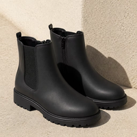 Bottines Chelsea à bout rond avec empiècement élastique et semelle épaisse à crampons, noires, pour femme, automne-hiver, chaussures décontractées, OEM ODM
