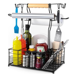 Oniya BBQ Picnic Utensilio <span class=keywords><strong>Caddy</strong></span> con soporte para toallas de papel Accesorios para barbacoa Herramienta para asar Organizador de almacenamiento - Product Image 1