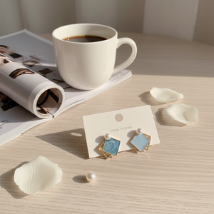 Vendita calda Trending minimalista in acciaio inossidabile Set di orecchini di perle per le donne alla moda Shell gioielli-all'ingrosso - Product Image 3