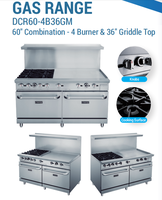Cuisinière professionnelle à gaz 4 brûleurs en acier inoxydable de 60 pouces avec four et grill, la plus vendue pour les restaurants